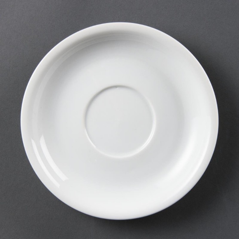 Soucoupes pour tasses à cappuccino blanches Olympia Whiteware 160mm (lot de 12) CB463 Olympia Soucoupes pour tasses à cappuccino blanches Olympia Whiteware 160mm (lot de 12) CB463 Olympia