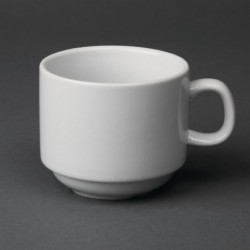 Tasse à thé empilable blanche whiteware Olympia 200ml (Lot de 12) CB467 Olympia