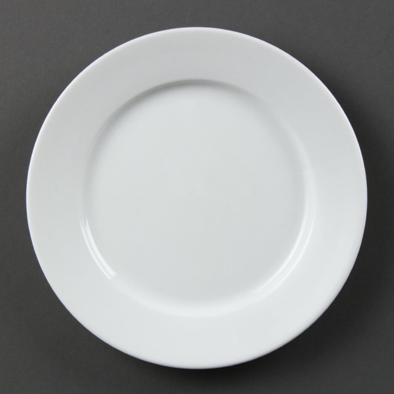 Assiettes à bord large blanches Olympia 202mm (Lot de 12) CB479 Olympia Assiettes à bord large blanches Olympia 202mm (Lot de 12) CB479 Olympia
