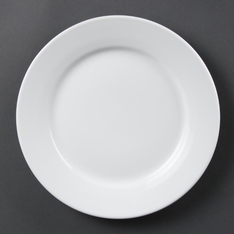 Assiettes à bord large blanches Olympia 250mm (Lot de 12) CB481 Olympia Assiettes à bord large blanches Olympia 250mm (Lot de 12) CB481 Olympia