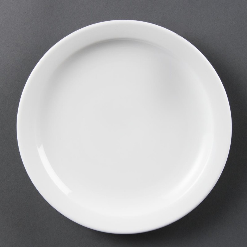 Assiettes à bord étroit blanches Olympia 202mm (Lot de 12) CB488 Olympia Assiettes à bord étroit blanches Olympia 202mm (Lot de 12) CB488 Olympia