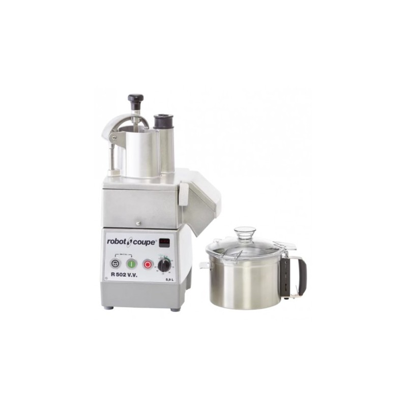 Robot Coupe 2390 coupe-légumes combiné cutter R 502 V.V. cuve 5.9L en inox avec poignée Robot Coupe 2390 coupe-légumes combiné cutter R 502 V.V. cuve 5.9L en inox avec poignée