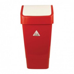Poubelle polypropylène à couvercle battant SYR rouge 50L CC079 Scot Young