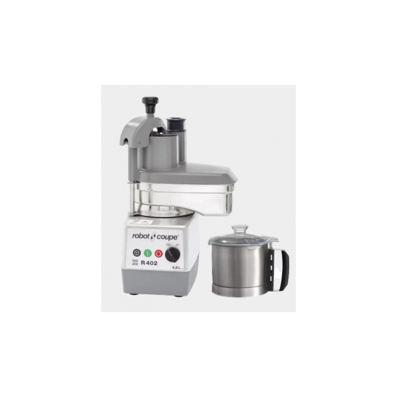 Combiné coupe-légumes & cutter R 402 monophasé ou triphasé cuve 4.5L en inox 2453 Robot Coupe avec poignée Combiné coupe-légumes & cutter R 402 monophasé ou triphasé cuve 4.5L en inox 2453 Robot Coupe avec poignée
