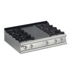 Plaque de cuisson top 4 feux vifs gaz une demie plaque coup de feu gamme 700 Baron 70TPMG121
