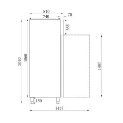 Congélateur en acier inox + AL 1200 LTR 1340 x 810 x 2010 mm 7450.0415