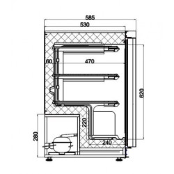 Congélateur en acier inox 1 porte 120L 600 x 585 x 845 mm 7450.0565