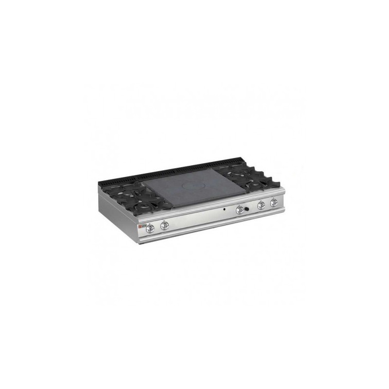 Plaque de cuisson top 4 feux vifs gaz et plaque coup de feu Gamme 900 Baron 90QTPG161 Plaque de cuisson top 4 feux vifs gaz et plaque coup de feu Gamme 900 Baron 90QTPG161
