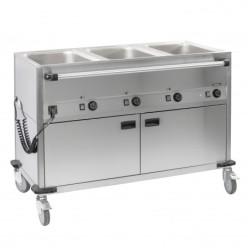 CHARIOT BAIN-MARIE À EAU 3XGN 1/1 AVEC SOUBASSEMENT CHAUFFANT HORIZONTAL CASSELIN CCBM3CH