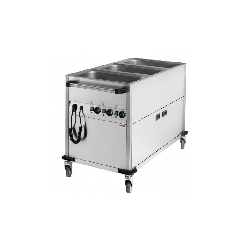 CHARIOT BAIN-MARIE À EAU 3XGN 1/1 AVEC SOUBASSEMENT CHAUFFANT VERTICAL CASSELIN CCBM3CV CHARIOT BAIN-MARIE À EAU 3XGN 1/1 AVEC SOUBASSEMENT CHAUFFANT VERTICAL CASSELIN CCBM3CV