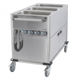 CHARIOT BAIN-MARIE À EAU 3XGN 1/1 AVEC SOUBASSEMENT CHAUFFANT VERTICAL CASSELIN CCBM3CV