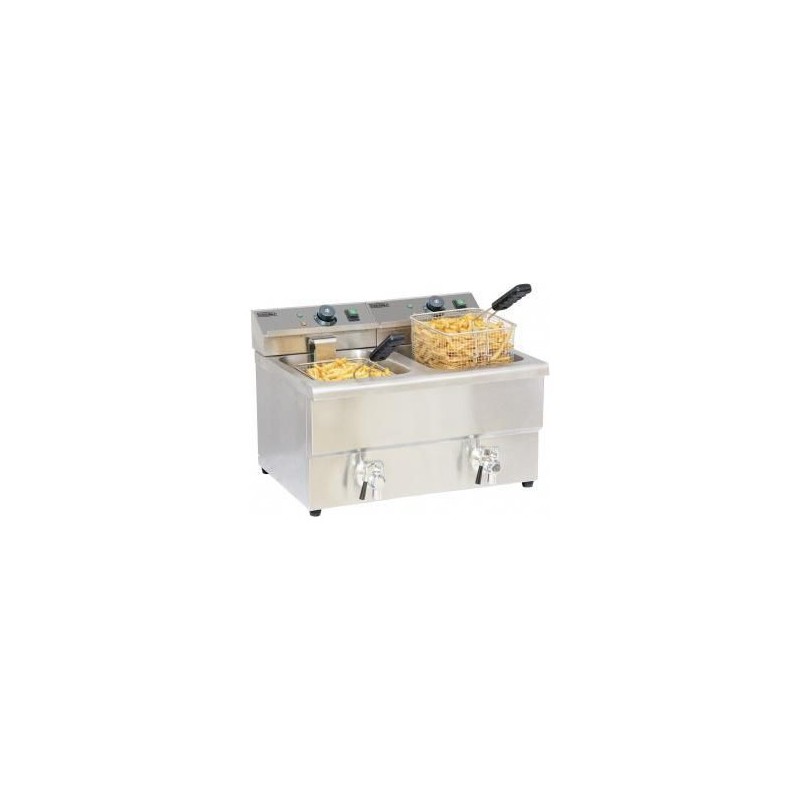 Friteuse électrique avec vanne de vidange 2 x 8L Friteuse électrique avec vanne de vidange 2 x 8L