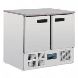 TABLE RÉFRIGÉRÉE POSITIVE PLAN DE TRAVAIL EN MARBRE POLAR SÉRIE G 2 PORTES 240L CL108