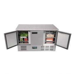 TABLE RÉFRIGÉRÉE POSITIVE PLAN DE TRAVAIL EN MARBRE POLAR SÉRIE G 3 PORTES 368L CL109