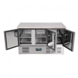 TABLE RÉFRIGÉRÉE POSITIVE PLAN DE TRAVAIL EN MARBRE POLAR SÉRIE G 3 PORTES 368L CL109