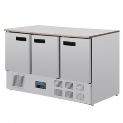 TABLE RÉFRIGÉRÉE POSITIVE PLAN DE TRAVAIL EN MARBRE POLAR SÉRIE G 3 PORTES 368L CL109
