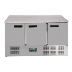 TABLE RÉFRIGÉRÉE POSITIVE PLAN DE TRAVAIL EN MARBRE POLAR SÉRIE G 3 PORTES 368L CL109