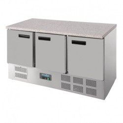 TABLE RÉFRIGÉRÉE POSITIVE PLAN DE TRAVAIL EN MARBRE POLAR SÉRIE G 3 PORTES 368L CL109