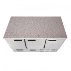 TABLE RÉFRIGÉRÉE POSITIVE PLAN DE TRAVAIL EN MARBRE POLAR SÉRIE G 3 PORTES 368L CL109