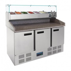 COMPTOIR DE PRÉPARATION PIZZA ET SALADE RÉFRIGÉRÉ 3 PORTES 368L CN267