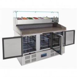 COMPTOIR DE PRÉPARATION PIZZA ET SALADE RÉFRIGÉRÉ 3 PORTES 368L CN267