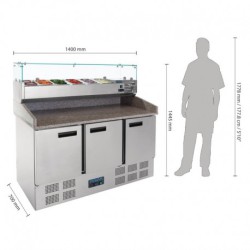 COMPTOIR DE PRÉPARATION PIZZA ET SALADE RÉFRIGÉRÉ 3 PORTES 368L CN267