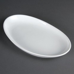 Assiettes creuses ovales blanches Olympia Whiteware 304mm (lot de 4) CC890 Olympia