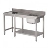 Table d'entrée lave-vaisselle inox avec bac à droite TVO dosseret et tablette inférieure Gastro M 850x1000x700mm