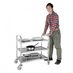 CHARIOT DE DÉBARRASSAGE EN ACIER INOXYDABLE VOGUE 3 NIVEAUX F994