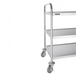3 NIVEAUX - GRAND CHARIOT DE DÉBARRASSAGE EN ACIER INOXYDABLE VOGUE F995