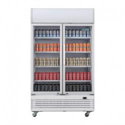 950L -  POLAR GE580 - ARMOIRE RÉFRIGÉRÉE 2 PORTES VITRÉES AVEC CAISSON LUMINEUX SÉRIE G