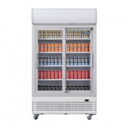 950L - 2 PORTES VITRÉES COULISSANTES - POLAR - GE581 - AVEC CAISSON LUMINEUX - ARMOIRE REFRIGEREE