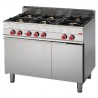 FOURNEAU 6 FEUX SUR FOUR ÉLECTRIQUE À CONVECTION AVEC PLACARD OUVERT GASTRO M 65/110CFGE GN049