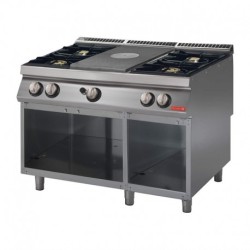 PLAQUE COUP DE FEU À GAZ GASTRO M 700 AVEC 4 FEUX VIFS SUR PLACARD OUVERT GM70/120TPPCG2 GN084