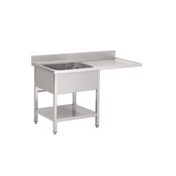 Plonge inox avec étagère basse et emplacement lave-vaisselle Gastro M 1 bac à gauche 120 x 70 x 85 cm GN206 Gastro M