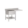 Plonge inox avec étagère basse et emplacement lave-vaisselle Gastro M 1 bac à gauche 120 x 70 x 85 cm GN206 Gastro M