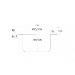 1000x700 mm L107551D Distform Évier sur plan de travail avec un bac à gauche ou à droite et égouttoir acier inoxydable