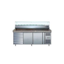 Meuble de préparation pizzas granit 2 portes   7 tiroirs L2G PZ2610TN-VRX380