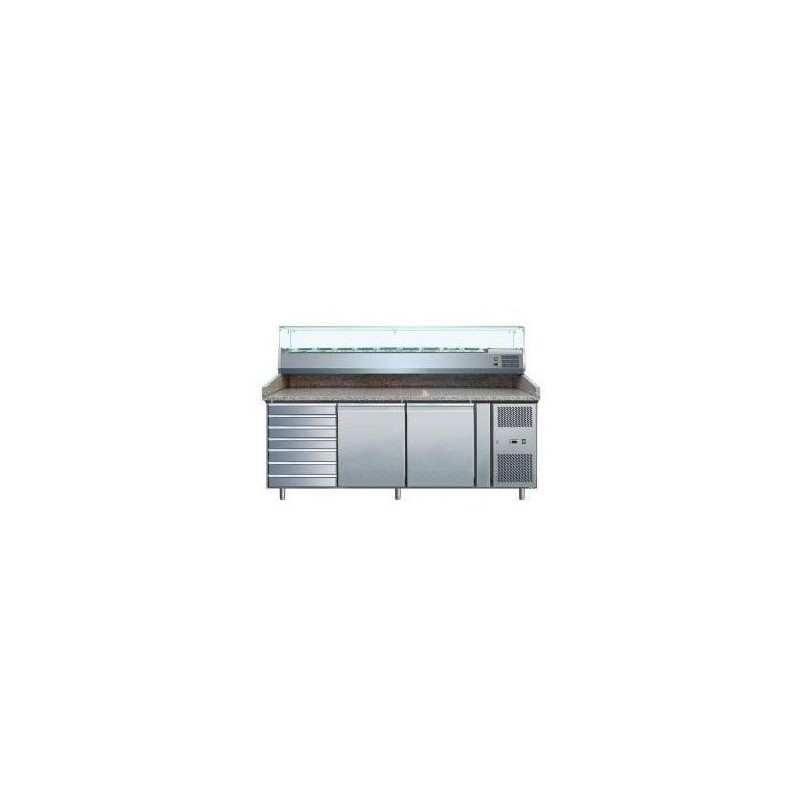 Meuble de préparation pizzas granit 2 portes 7 tiroirs L2G PZ2610TN-VRX380 Meuble de préparation pizzas granit 2 portes 7 tiroirs L2G PZ2610TN-VRX380