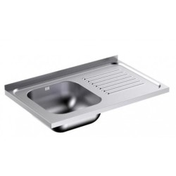 80x50 cm Distform T085331D Évier sur plan de travail avec un bac à gauche et égouttoir acier inoxydable
