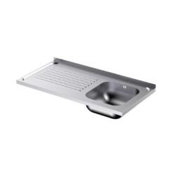100x50 cm Distform T105331D Évier sur plan de travail avec un bac au choix à gauche ou à droite et égouttoir en acier inoxydable