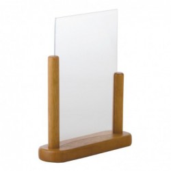 Porte-menu de table acrylique avec cadre en bois Securit teck A5 CE408 Securit