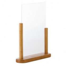 Porte-menu de table acrylique avec support en bois Securit teck A4 CE409 Securit