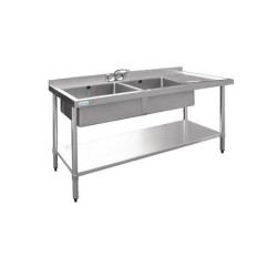 Evier en acier inoxydable Vogue double droit 1500mm U905