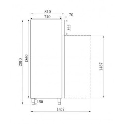 Réfrigérateur en acier inox + AL 600 LTR 680 x 810 x 2010 mm 7450.0400