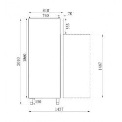Réfrigérateur en acier inox + AL 1200 LTR 1340 x 810 x 2010 mm 7450.0405