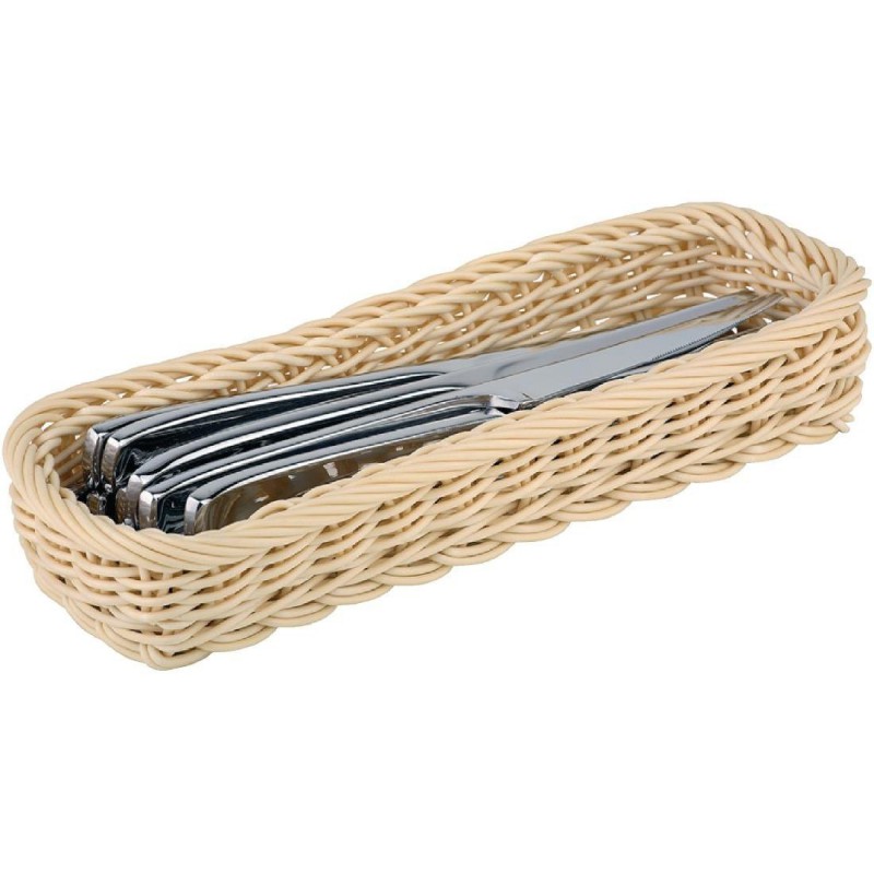 Panier rectangulaire à couverts en rotin polypropylène APS CF301 APS Panier rectangulaire à couverts en rotin polypropylène APS CF301 APS