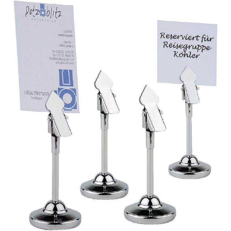 Supports à pince inox pour numéros de table 105mm (Lot de 4) CF308 APS Supports à pince inox pour numéros de table 105mm (Lot de 4) CF308 APS