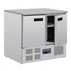 TABLE RÉFRIGÉRÉE POSITIVE PLAN DE TRAVAIL EN MARBRE POLAR SÉRIE G 2 PORTES 240L CL108