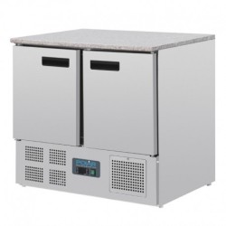 TABLE RÉFRIGÉRÉE POSITIVE PLAN DE TRAVAIL EN MARBRE POLAR SÉRIE G 2 PORTES 240L CL108